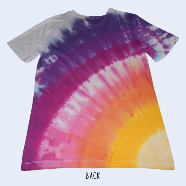 Kid's Size 10 – Sunset Diagonal Fan Fold Tie-Dyed Crew Neck Cotton T-Shirt – Design 200 - Image 2
