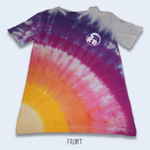 Kid's Size 10 – Sunset Diagonal Fan Fold Tie-Dyed Crew Neck Cotton T-Shirt – Design 200