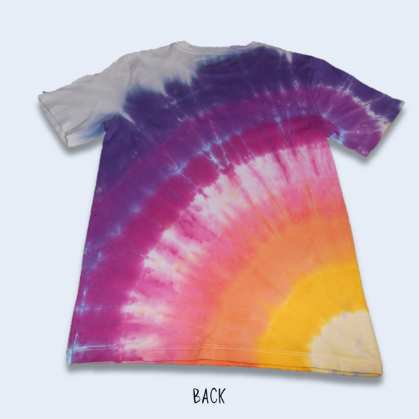 Teen's Size 12 – Sunset Diagonal Fan Fold Tie-Dyed Crew Neck Cotton T-Shirt – Design 200 - Image 2