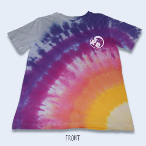 Teen's Size 14 – Sunset Diagonal Fan Fold Tie-Dyed Crew Neck Cotton T-Shirt – Design 200