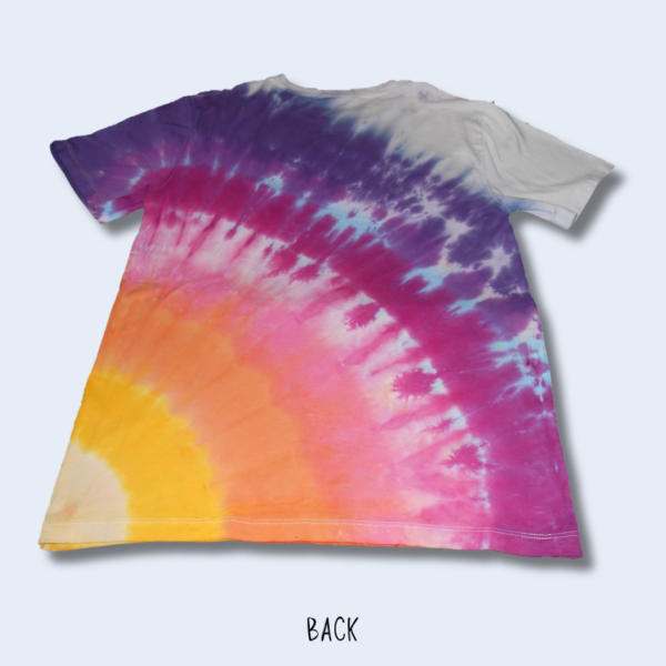Teen's Size 16 – Sunset Diagonal Fan Fold Tie-Dyed Crew Neck Cotton T-Shirt – Design 200 - Image 2