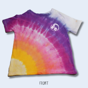 Kid's Size 3 – Sunset Diagonal Fan Fold Tie-Dyed Crew Neck Cotton T-Shirt – Design 200