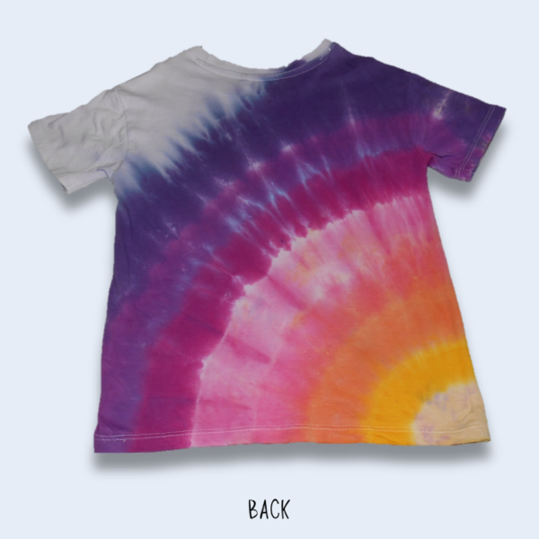 Kid's Size 5 – Sunset Diagonal Fan Fold Tie-Dyed Crew Neck Cotton T-Shirt – Design 200 - Image 2