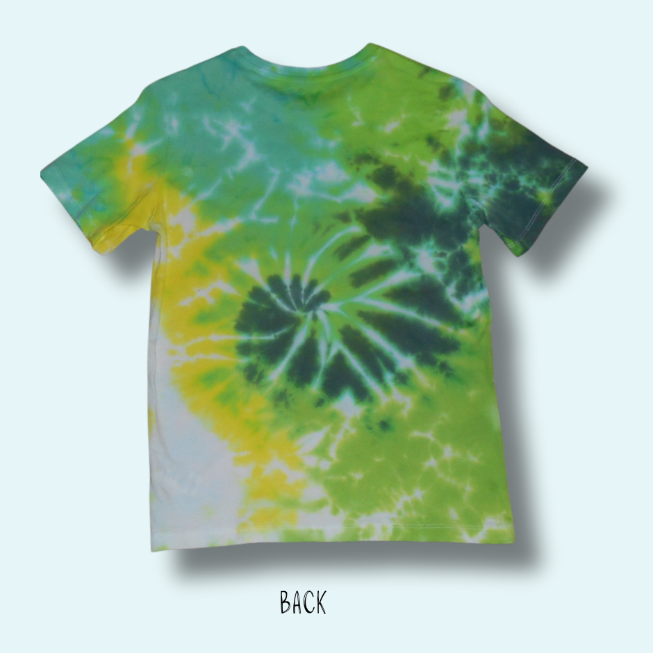 Teen’s Size 12 – Sapphire Printed - Tie Dyed Parti-Colour Scrunch Crew Neck Cotton T-Shirt - Image 2