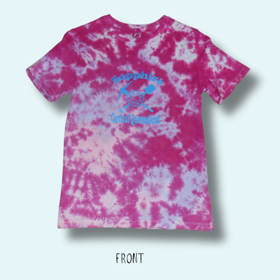 Teen’s Size 12 – Sapphire Printed - Tie Dyed Sunset Scrunch Crew Neck Cotton T-Shirt