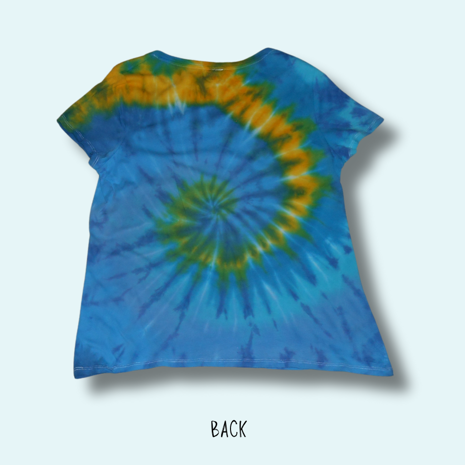 Adult’s Size L – Gemfields Printed - Tie Dyed Parti-Colour Sapphire Swirl Regular Fit Cotton T-Shirt - Image 2