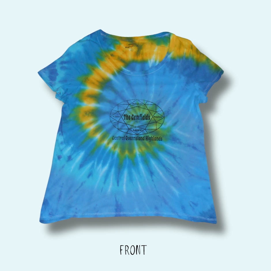 Adult’s Size L – Gemfields Printed - Tie Dyed Parti-Colour Sapphire Swirl Regular Fit Cotton T-Shirt