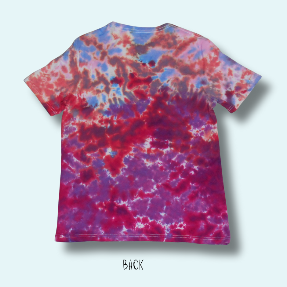 Adult’s Size M – Sapphire Printed - Tie Dyed Sunset Scrunch Crew Neck Cotton T-Shirt - Image 2