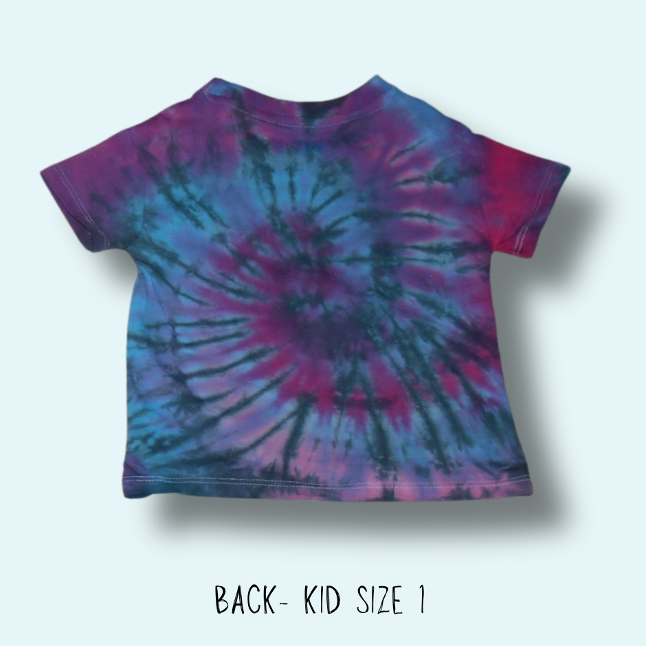 Dragon Scales Tie-dye Spiral - Crew Neck Cotton Kid’s T-Shirt - Design 188 - Image 2