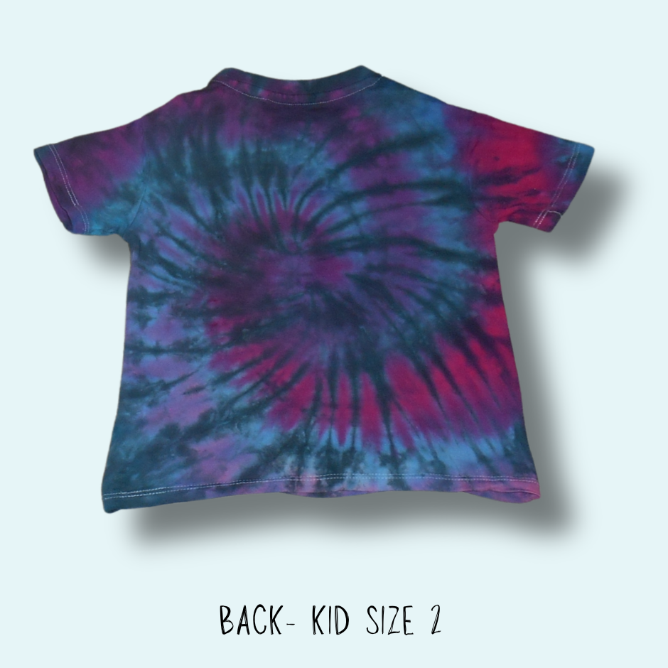 Dragon Scales Tie-dye Spiral - Crew Neck Cotton Kid’s T-Shirt - Design 188 - Image 3