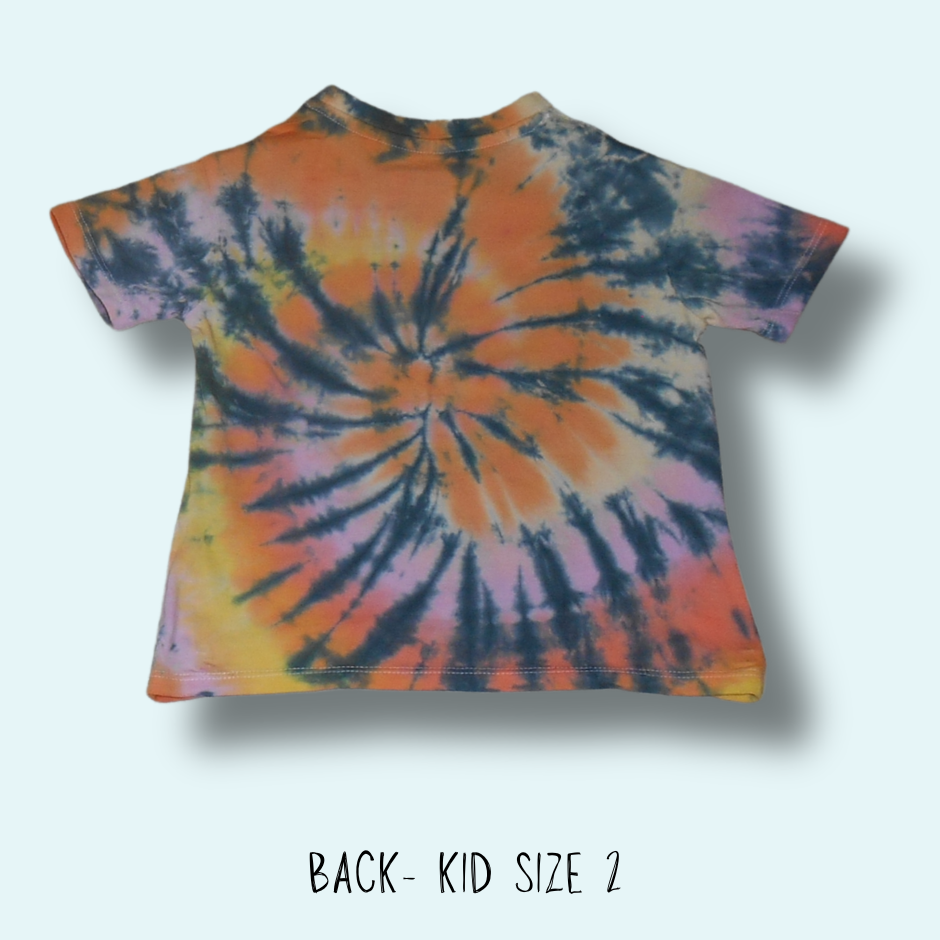 Stormy Sunset Tie-Dye Spiral - Crew Neck - 100% Cotton Kids' T-Shirts - Design No 186 - Image 3
