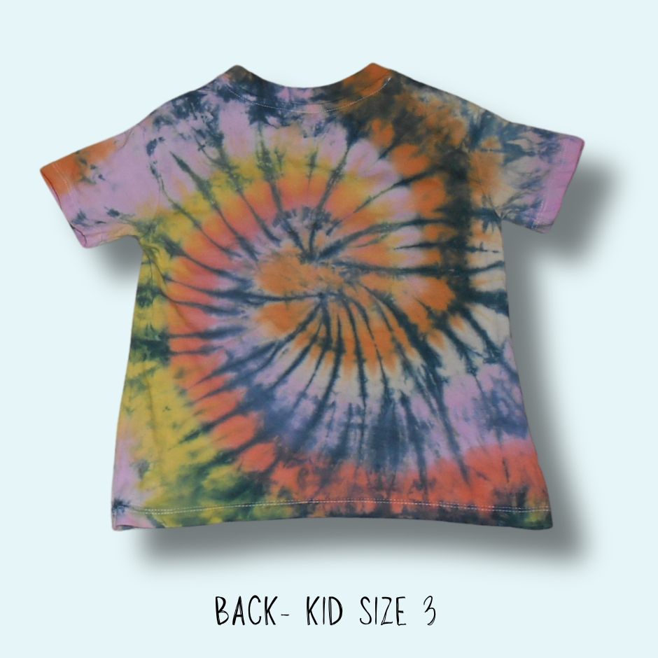 Stormy Sunset Tie-Dye Spiral - Crew Neck - 100% Cotton Kids' T-Shirts - Design No 186 - Image 4