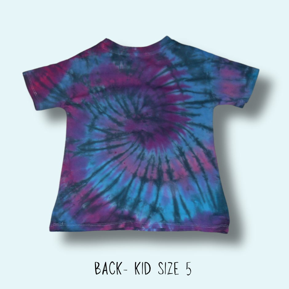 Dragon Scales Tie-dye Spiral - Crew Neck Cotton Kid’s T-Shirt - Design 188 - Image 5