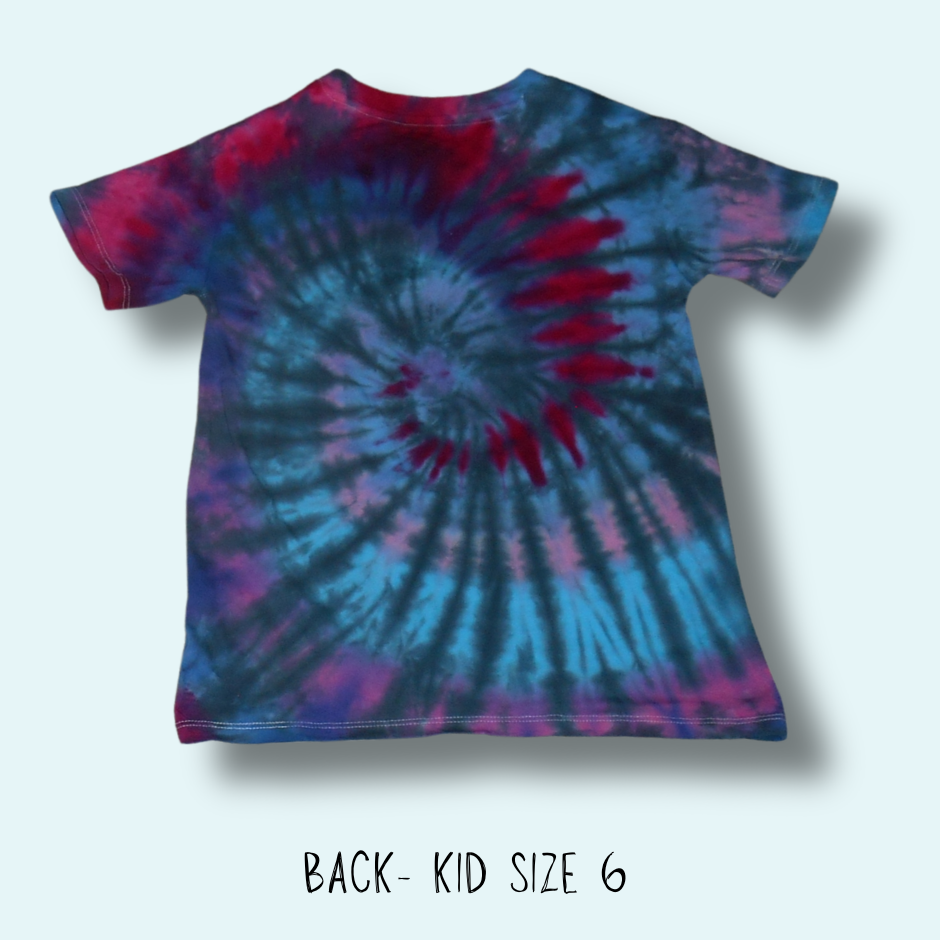 Dragon Scales Tie-dye Spiral - Crew Neck Cotton Kid’s T-Shirt - Design 188 - Image 6
